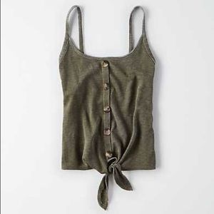 Forest green button down tank top